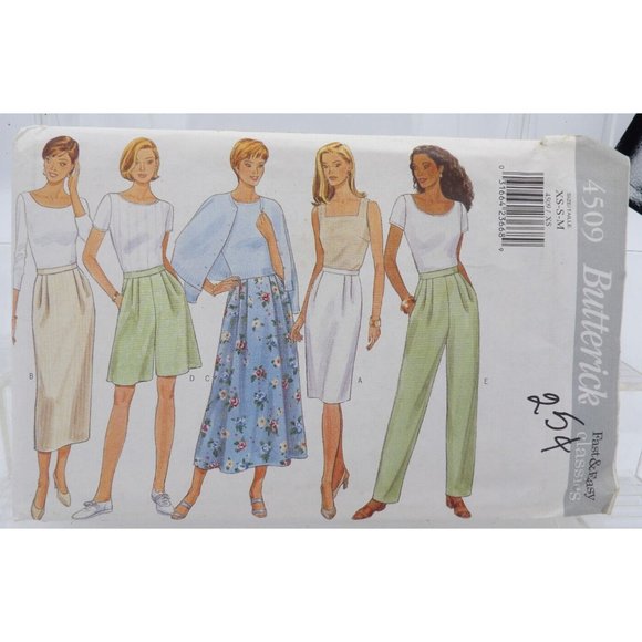 Butterick Fast & Easy #4509 Skirt Shorts Pants ©1996 Uncut Sizes XS-S-M - Picture 1 of 3